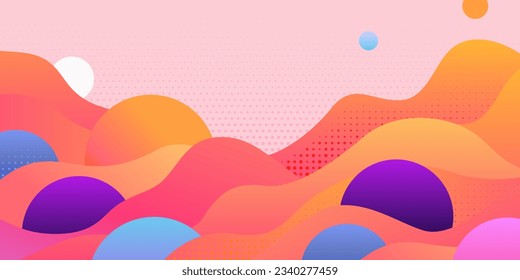 Abstract pattern background. Vector creative pattern texture. Color wave template presentation design with yellow line and blue dots.