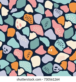 abstract pattern with the bionic shapes, contemporary art, seamless vector, nature. stones in different colours, terrazzo vector illustration. EPS 10