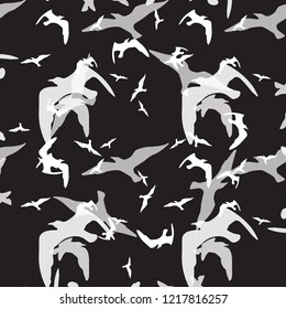 Abstract pattern of bird on the black