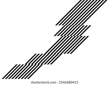Abstract pattern of black broken lines on a white background in retro style. Striped vector background. Design element. . For covers, postcards, advertisements, videos, games. Diagonal