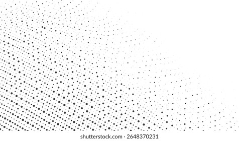 Abstract pattern of black dots of varying sizes on a white background
