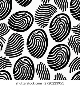Patrón Abstractas de remolinos de huellas dactilares negras sobre fondo blanco Ilustración vectorial