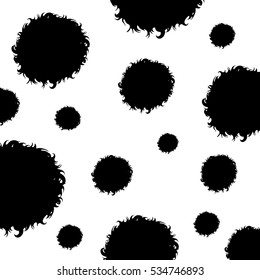 Abstract pattern with black furry balls. Suitable for fabric, texture, wallpaper. Vector Illustration