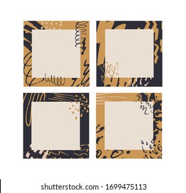 Patrón abstracto - negro y oro.Plantillas de historias en medios sociales. Cartel de venta estacional. Antecedentes de tendencias. Conjunto de fondo de patrón.