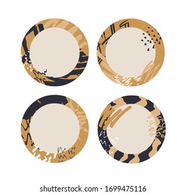 Abstract pattern - black and gold. Social media story templates. Seasonal sale banner. Trend background.  Pattern background set.