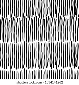 Abstract pattern with black hand drawn srtipes. Seamless vector
