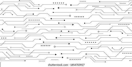 Abstract pattern black line circuit board on white background technology concept. Vector illustration