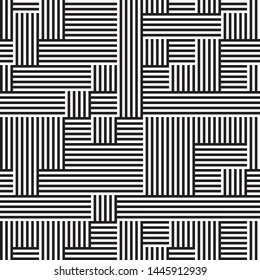 Abstract pattern with black lines. Vector seamless pattern. Modern stylish texture. Ratio between foreground and background (black and white lines) is 50%:50%.