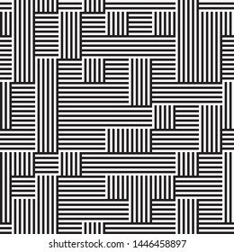 Abstract pattern with black lines. Vector seamless pattern. Modern stylish texture. Ratio between foreground and background (black and white lines) is 50%:50%.