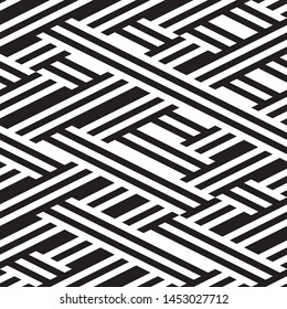 Abstract pattern with black lines. Vector seamless pattern. Modern stylish texture. 