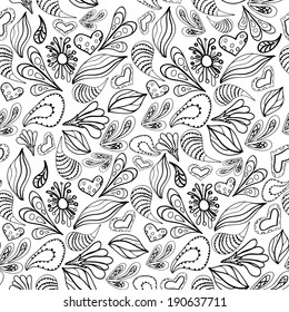 Abstract pattern black outline on white.Vector.