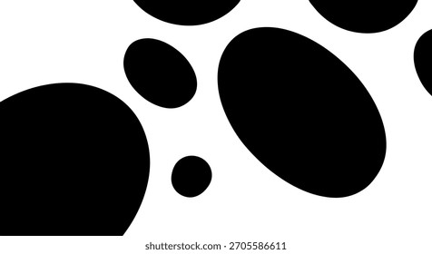 Patrón Abstractas de Formas ovaladas negras sobre un fondo blanco, creando un visual dinámico y moderno.
