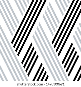 Abstract pattern with black and silver gray stripes. Vector seamless pattern.