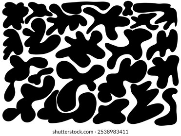 Abstract pattern of black spotsAbstract style. Seamless pattern of spots cow for fabric. Black and white vector background. Vector seamless abstract pattern, modern shapes. Simple design for textile.