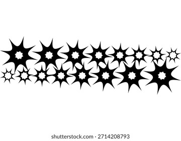 Patrón Abstractas de estrellas negras sobre un fondo blanco. Elemento de diseño de Vector. Banda decorativa para la cubierta, publicidad, cartel. Brillar