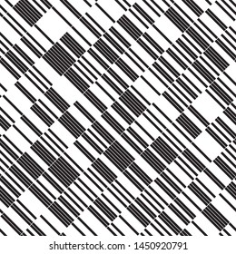 Abstract pattern with black stripes. Vector seamless texture. Modern geometric background with intersecting stripes. Ratio between foreground and background (black and white stripes) is 50%:50%.