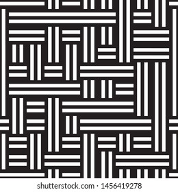 Abstract pattern with black stripes. Vector seamless texture. Modern geometric background with intersecting stripes.