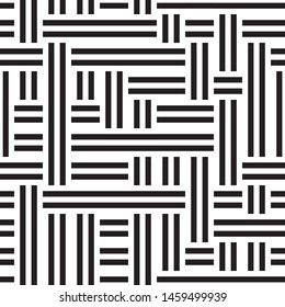 Abstract pattern with black stripes. Vector seamless texture. Modern geometric background with intersecting stripes. 