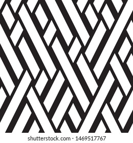 Abstract pattern with black stripes. Vector seamless texture. Modern geometric background with intersecting stripes. 