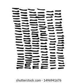 Abstract pattern with black vertical strokes and lines on white background. Hand-drawn scribbles. Vector background. Brush stroke.