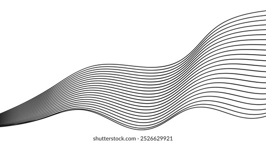 Abstract pattern of black wave lines on white background. Vector Illustration 