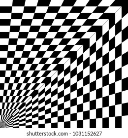abstract pattern, black and white, curvature of space, angle of the wall