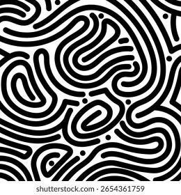 Patrón Abstractas de líneas curvas en blanco y negro
