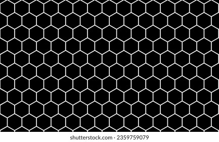 Abstract pattern black white, hexagon or honeycomb design. Vector illustration. With black background