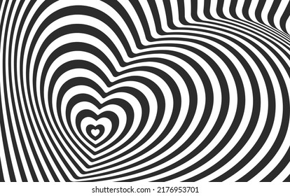 Abstract pattern of black and white lines. Op art illustration.