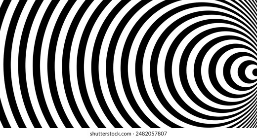 Abstract pattern of black and white lines. Optical illusion. Op art illustration.