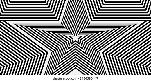 Abstraktes Schwarzweißlinienmuster. Optische Täuschung. Illustration der Op-Art.	
