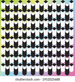 Abstract pattern black and white objects with colorful background