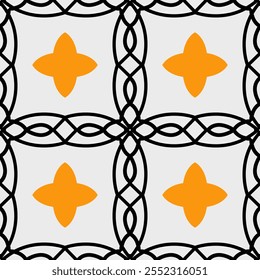 Patrón Abstractas (Negro, Blanco, Naranja) - Imagen de Vector de repetición; Fácilmente Editable; Diseño sin fin; Ilustración colorida. Impresión para papel de regalo, embalaje, etc.