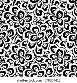 Abstract pattern with black and white petals. Seamless for fabric design, gift wrapping paper and printing and web projects.