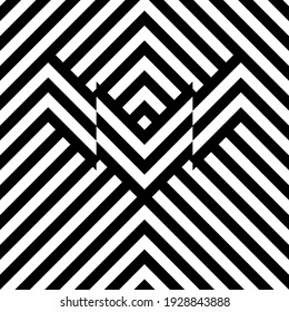 Abstract pattern with black white striped lines. Vector  background, texture. Futuristic element, technologic design.
