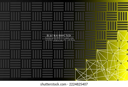 Abstract pattern black and yellow with connecting dots and line. 3D rendering