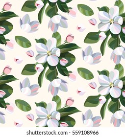 Abstract pattern with blooming apple branch