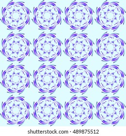 Abstract pattern of blue floral ornaments. Background for holiday package or decoration.