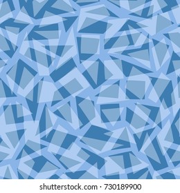 Abstract pattern with blue frozen geometric shapes. Texture with shards of glass or ice. Vector background. 