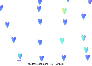 Abstract pattern with blue gradient hearts on white background. Design for Valentine's day, wedding, birthday, Mothers Day. Vector illustration for web page, wallpaper, posters, card. 