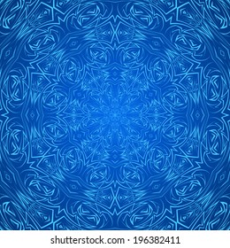 Abstract pattern in blue with sharp line round ornament