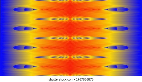 Abstract pattern of blue-red and orange shapes on a rectangular background. For textures and design.