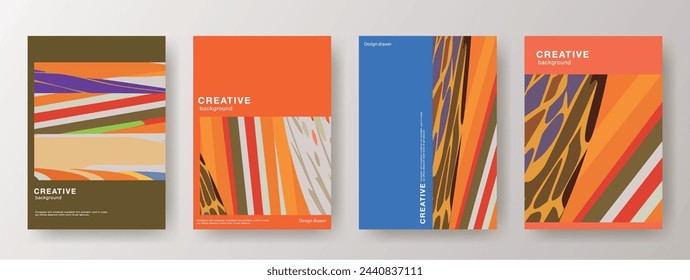 Abstract pattern book cover design set