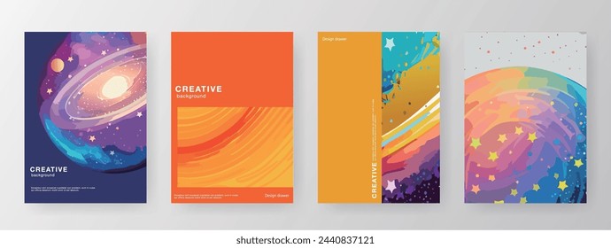 Abstract pattern book cover design set