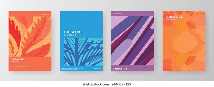 Abstract pattern book cover design set