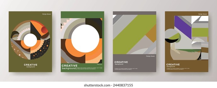 Conjunto de diseño de portada de libro de patrón abstracto