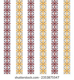 Abstract pattern border in colored dots on a white background