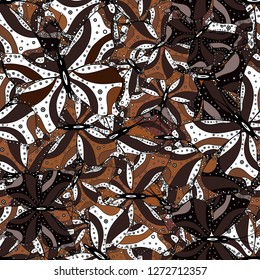 Abstract pattern for boys, girls, clothes, wallpaper. Pictures in brown, white and black colors. Vector. Seamless pattern with lot of different butterflys. Fantasy illustration.