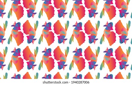 Abstract pattern, bright and bold colorful illustration, in the form of a betta fish, is perfect for fashion