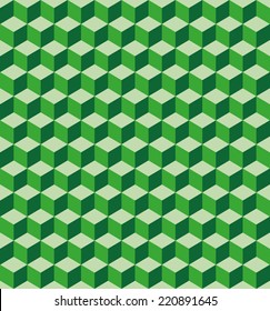 Abstract pattern of bright green cubes. Seamless texture